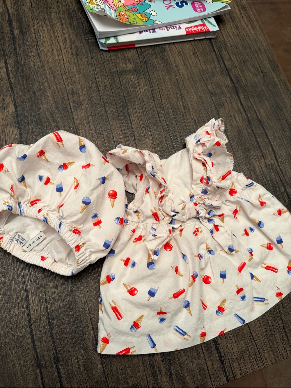 Janie and Jack Cream Ice Cream Print Matching Set